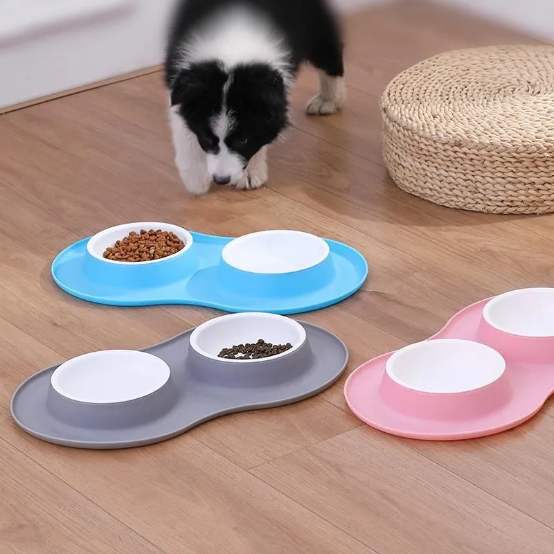 Подвійна миска для собак і котів для води та їжі Pet Bowl