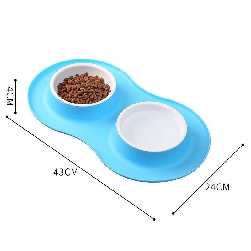 Подвійна миска для собак і котів для води та їжі Pet Bowl