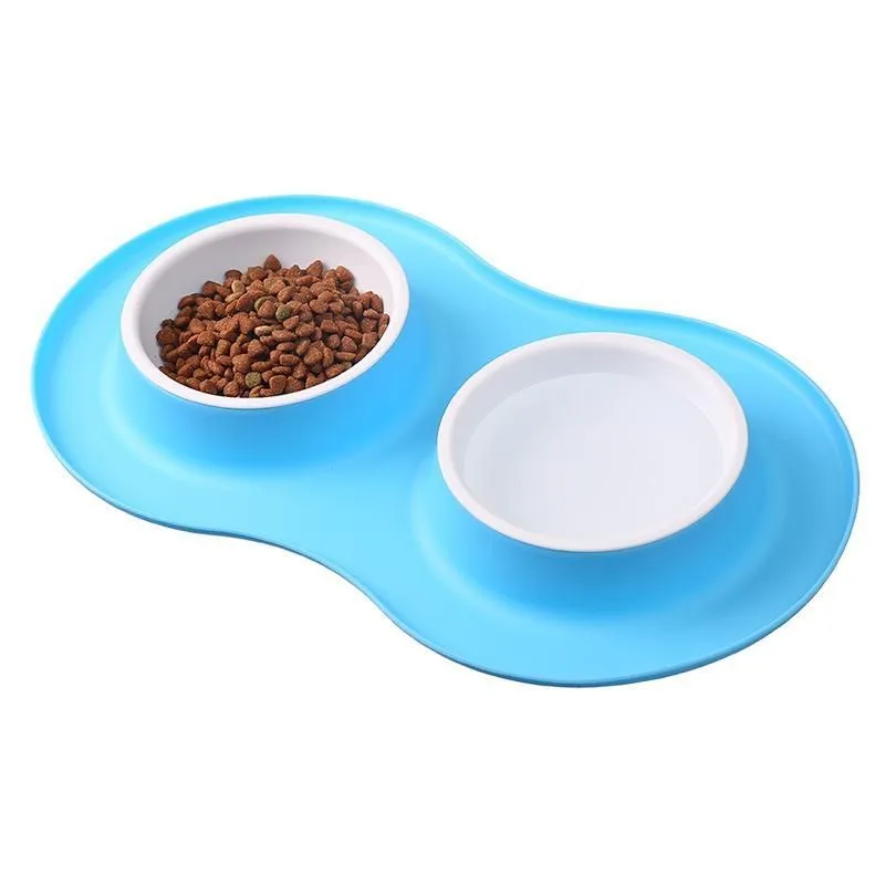 Подвійна миска для собак і котів для води та їжі Pet Bowl