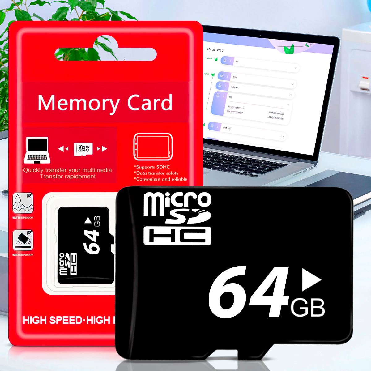 Карта пам'яті MicroSD 64GB Class 10 для телефону, смартфона, планшета