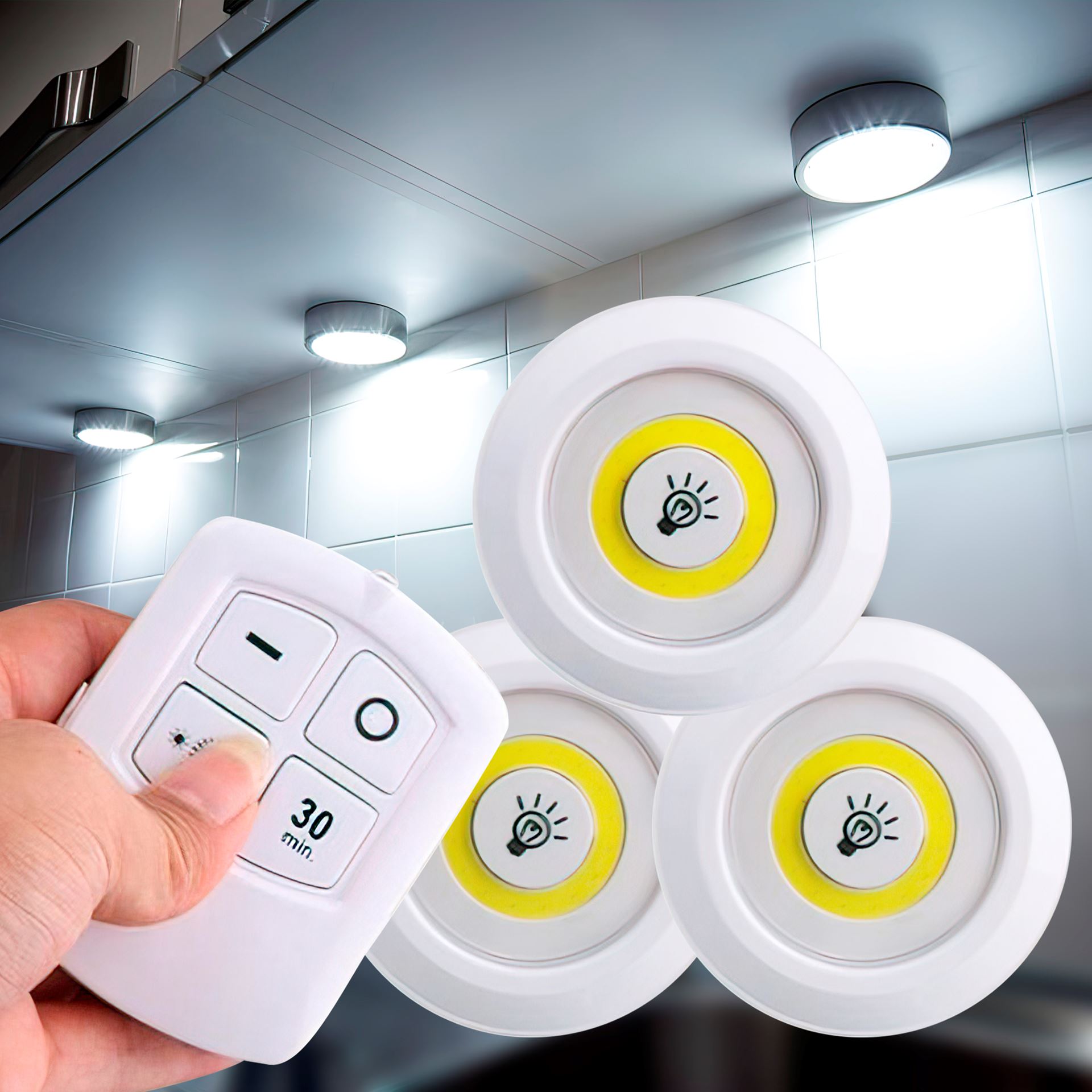 Набір із трьох світильників на пульті керування LED light with Remote Control Set