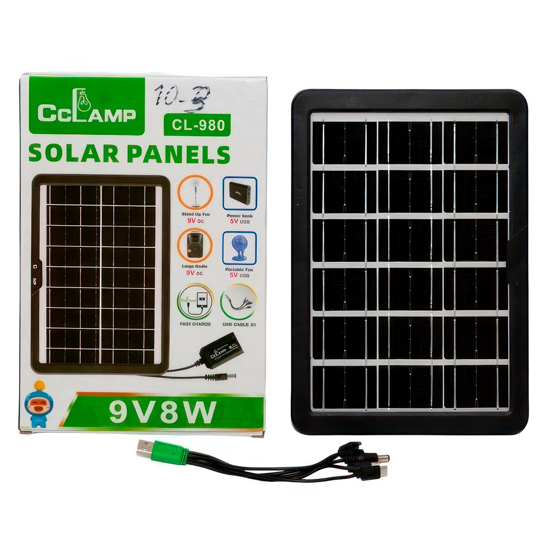 Сонячна панель для зарядки телефонів, планшетів Solar Panel CcLamp CL-980WP 8W 6V IP65 (2627)