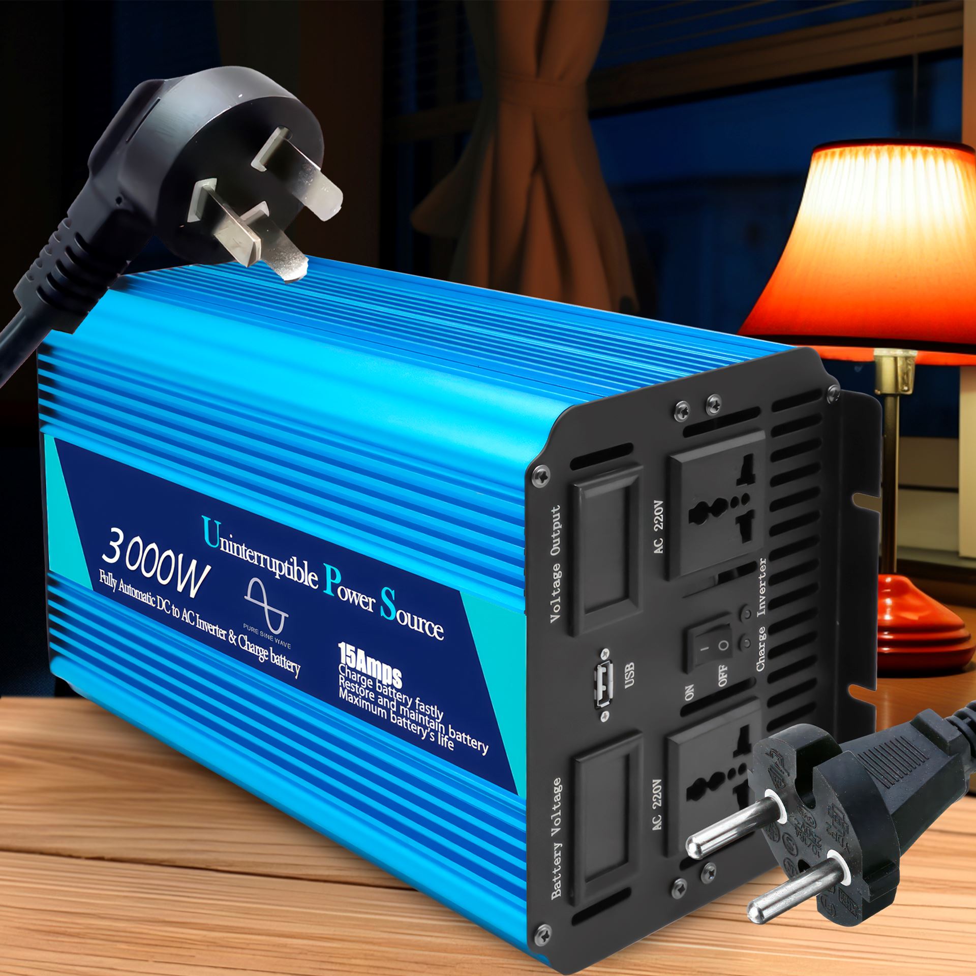 Інвертор 06-12 перетворювач напруги Pure Sine Wave Inverter 12V-220V 3000W (LUX)