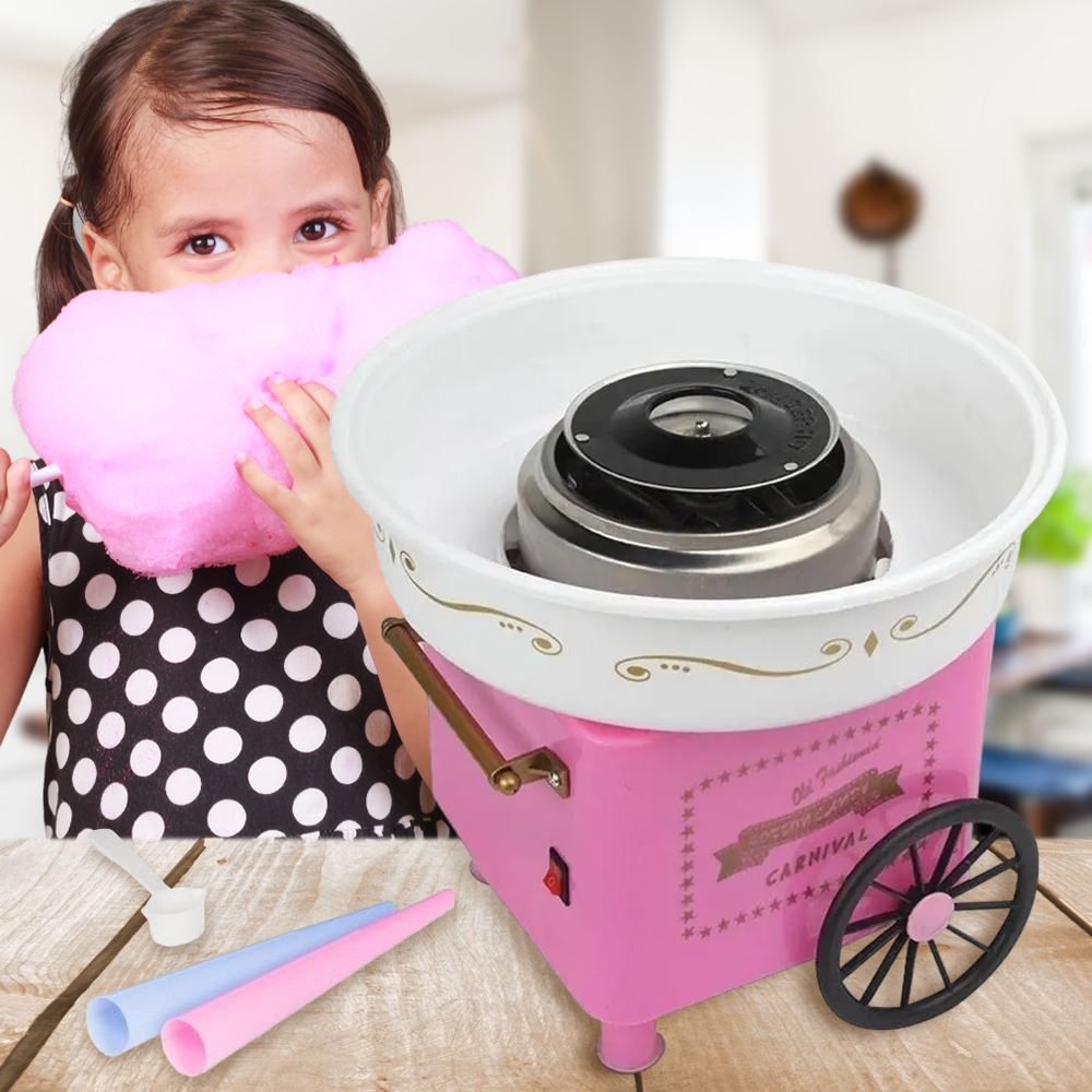 Великий портативний апарат для приготування солодкої вати на коліщатках Cotton candy maker + набір паличок в подарунок