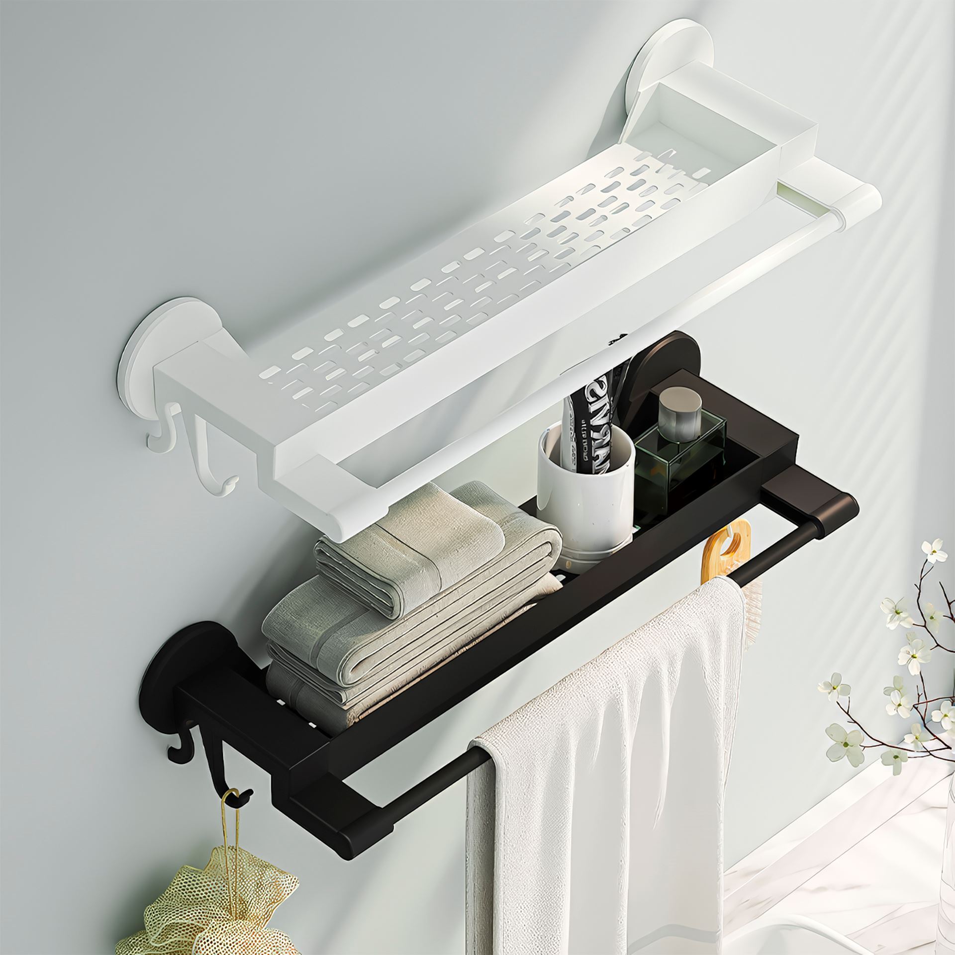 Настінна вішалка-полиця для рушників у ванну кімнату Simple Towel RACK YH6614