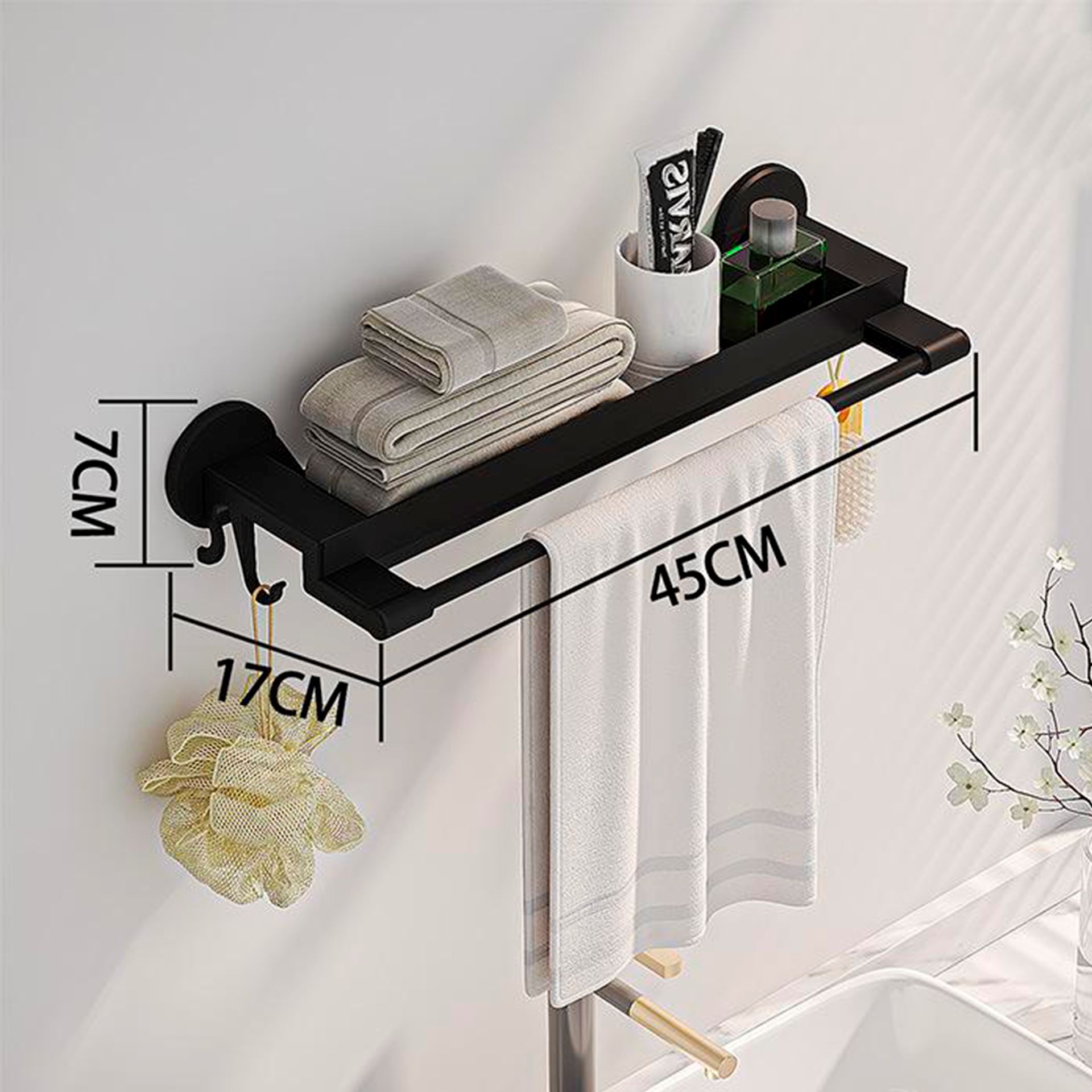 Настінна вішалка-полиця для рушників у ванну кімнату Simple Towel RACK YH6614