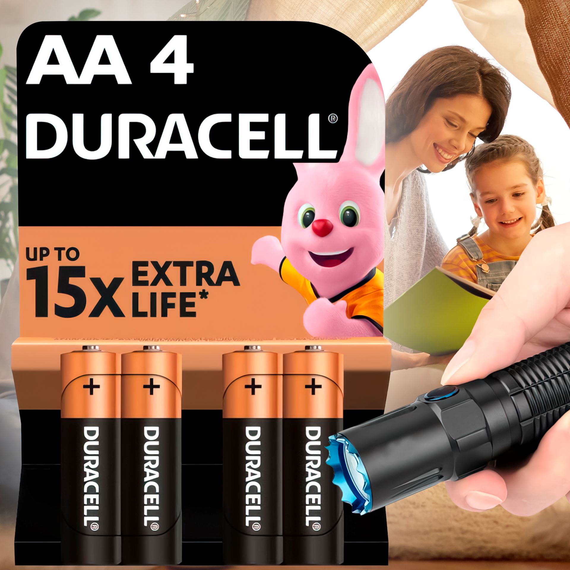 Пальчикові батарейки Duracell PLUS Alkaline AA (LR06) MN1500 4 шт