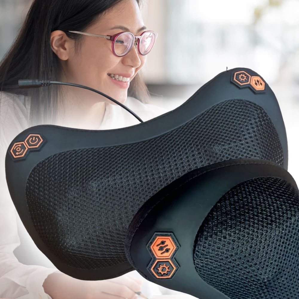 Масажна роликова подушка для дому та машини Massage pillow 3 режими швидкості, Чорний (МЗ)