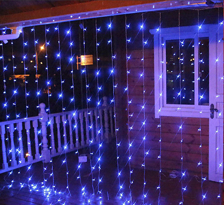 Xmas Гірлянда Водоспад Синій 240 LED (прозорий провід, 2.5 * 1.5)